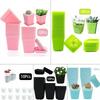 10pcs/set Colorful Multi Square Nursery Flower Pots Succulent Plant Pots Lightweight Reusable Plastic Plant Pot With Drain Tray