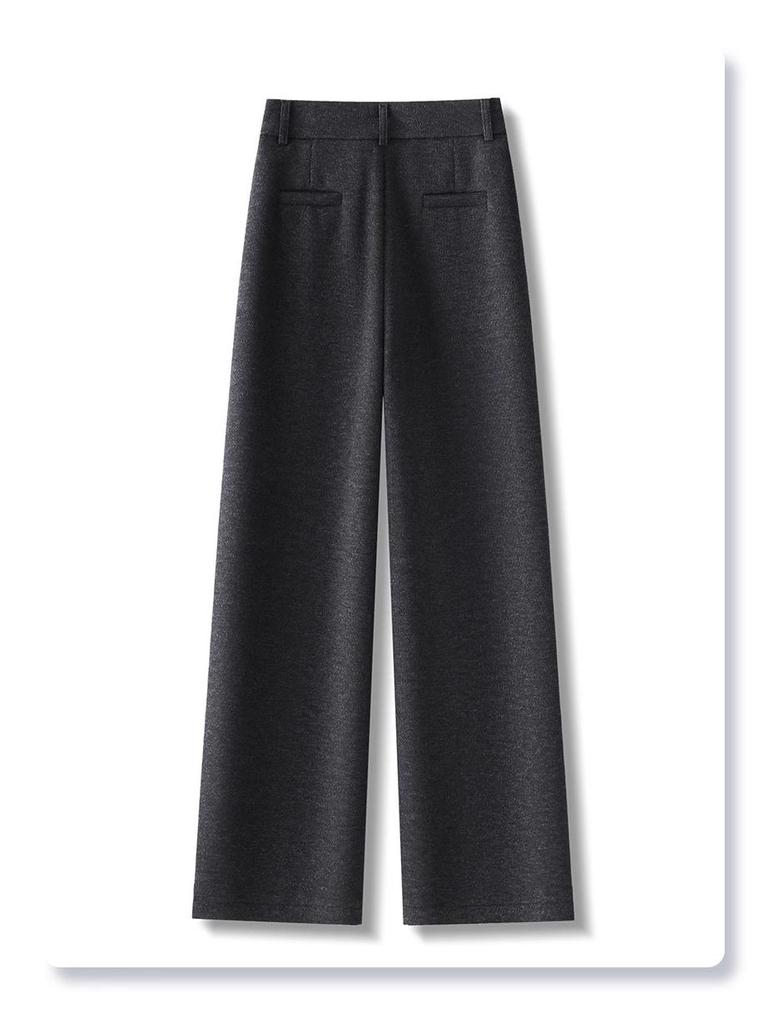 2024 Women's High-Waisted Wool Wide-Leg Pants: Autumn/Winter Slimming Casual Trousers