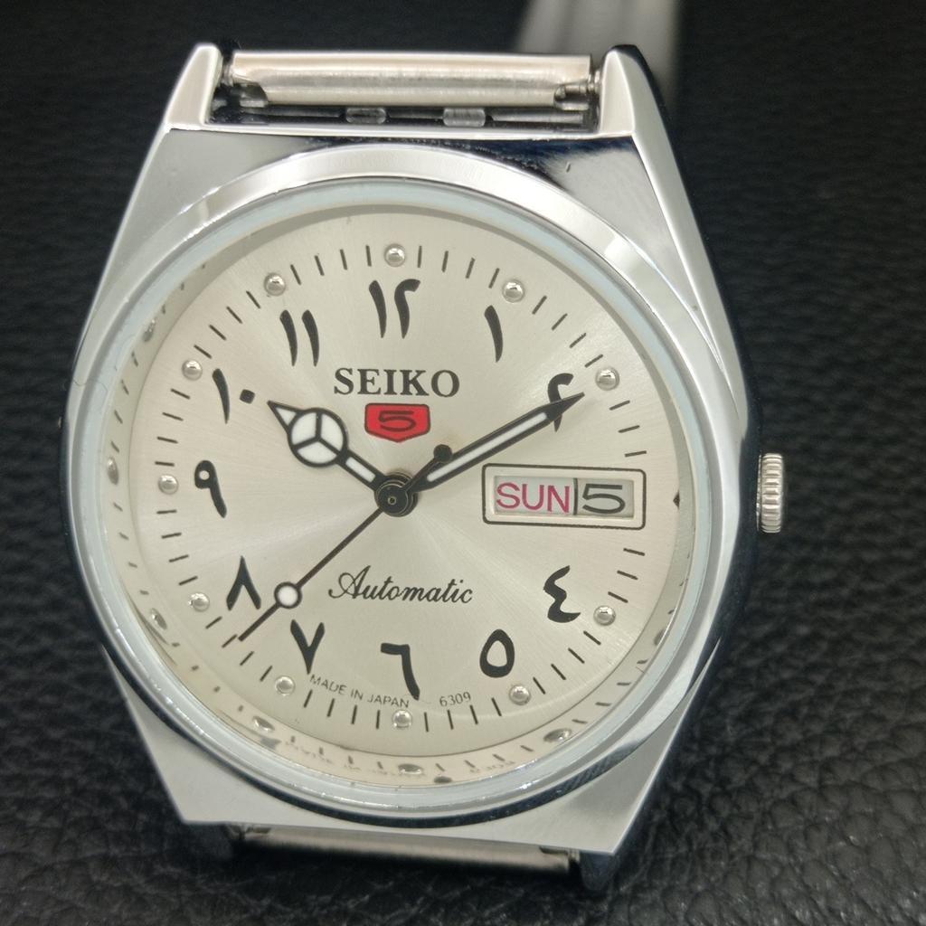 REFURBISHED SEIKO 5 AUTOMATIC 6309A JAPAN MENS VINTAGE SILVER WATCH A442600-1