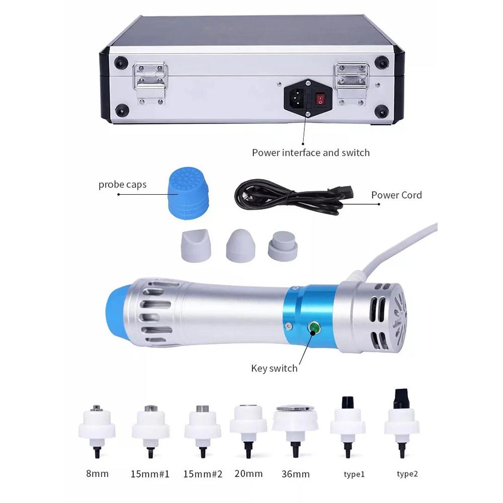 Muscle Massager Shockwave Machine 7 Heads Lattice Ballistic Shock Wave Silicone Heads Portable Home Sports Recovery Ergonomic Design