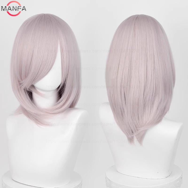 40cm Medium Basic Anime Cosplay Wig Bang Blond  Black White Red Pink Green Brown Gold Blue Heat Resistant Synthetic Hair Wigs