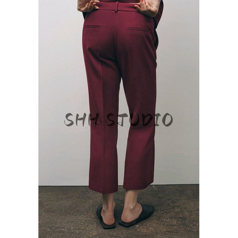 Women's Spring Clothing Mid-Waist Mini Bell-Bottom Pants 2514797 V Neck Sleeveless Pocket Vest 2446797