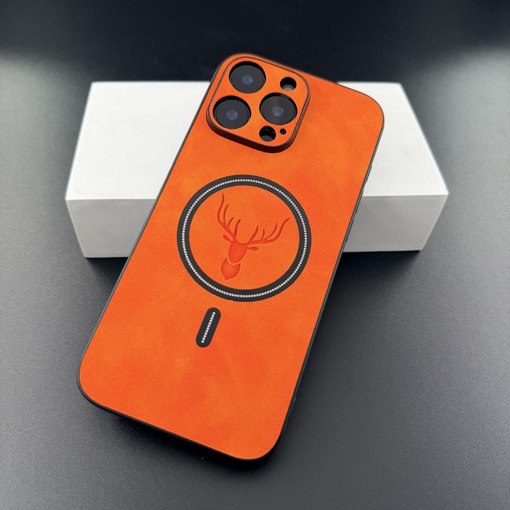 Luxury PU Leather Deer Case For iPhone 17 Air 16 15 14 13 12 11 Pro Max Plus 16E 15Pro 14Pro for Magsafe Wireless Charge Cover