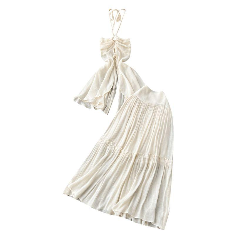 Holiday Wear High Waist Skirt Socialite Style Halterneck