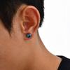 Fashion Geometric Blue Zircon Studs Earrings, Stainless Steel Round Earrings for Men Punk High Quality Jewelry Gift