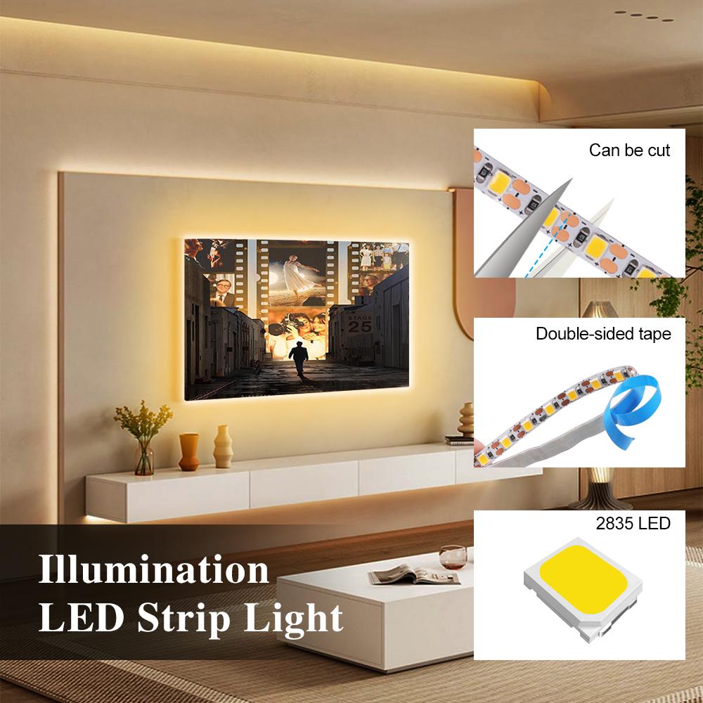 DC 5V USB LED Strips 2835 120Leds/m White Warm White Led Strip Light TV Background Lighting 3mm 5mm 8mm Tape Home Decor Lamp