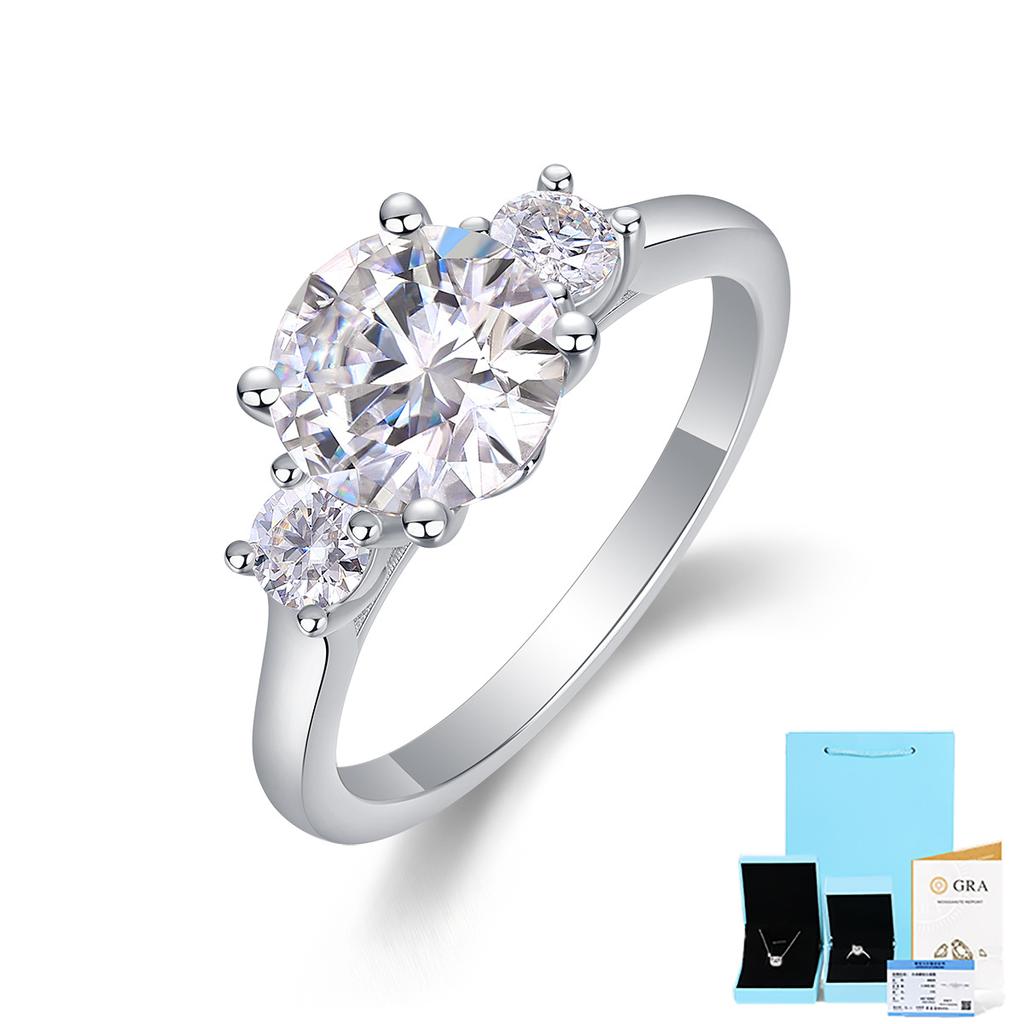 S925 Silver Ring 2 Carat Moissanite Closed Ring