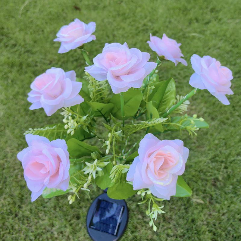 Solar-Powered Ruffled Rose LED Garden Lamp: Decorative Lawn Light OPP Bag (Copper Wire)