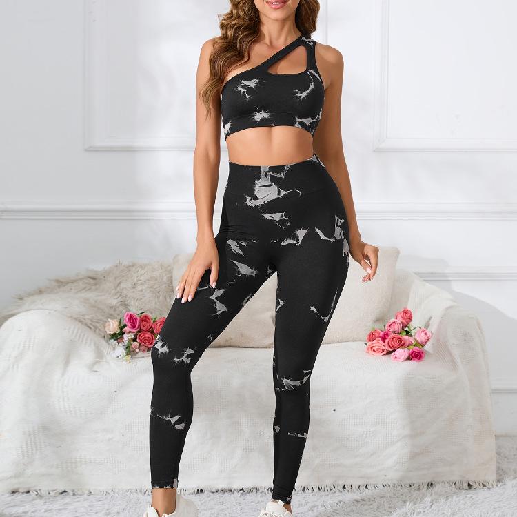 Tie-Dye Seamless Yoga Suit: Quick-Dry Sports Bra & Long Pants for Women
