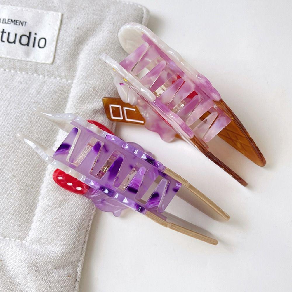 Sweet Ice-cream Cone Hair Claw Acetic Acid Delicious Food Claw Clip Ice Cream Shark Clip  Female