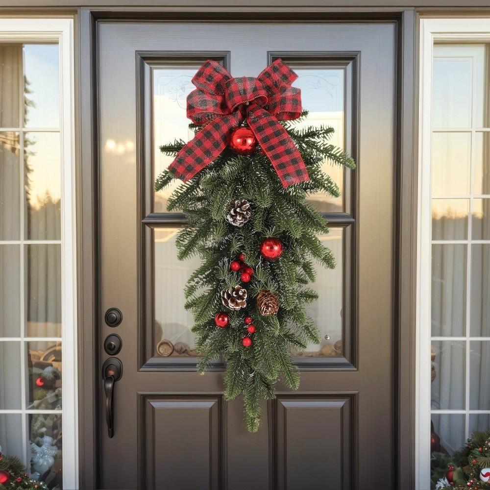 60cm Teardrop Wreath Christmas Decorative Wreath New Upside Down Wreath  Holiday Party