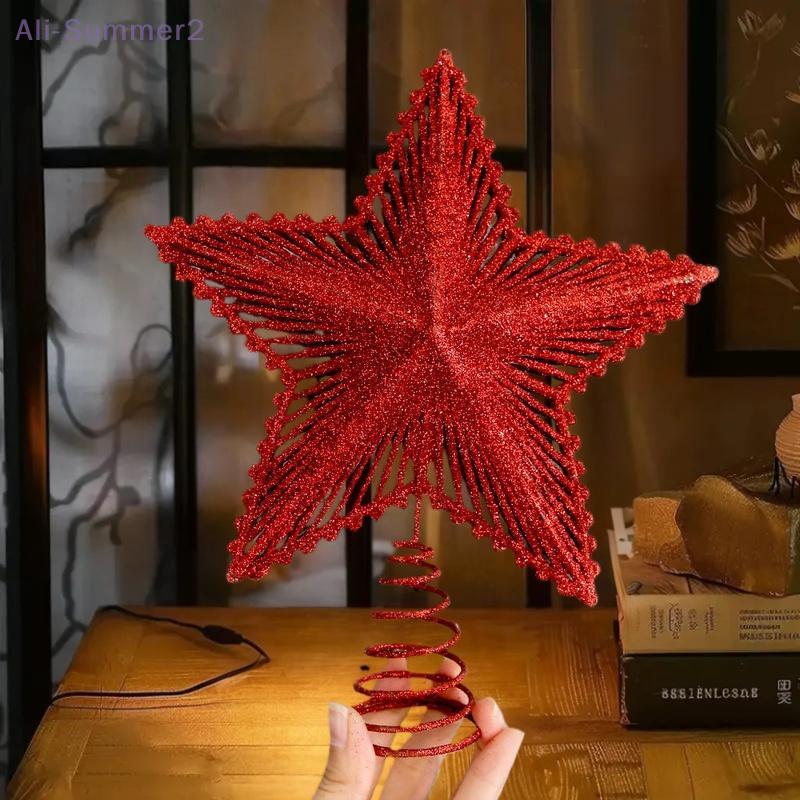 {Summer2} 2026 Natal Noel Glitter Christmas Tree Topper Iron Star Christmas Decor For Home Xmas Tree Ornaments Navidad New Year