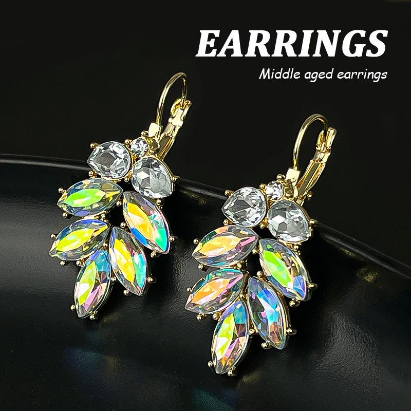 Boucles d'oreilles pendantes Zircon Fleur Colorée pour Femmes, Boucles d'oreilles pendantes Statement pour Fête & Usage Quotidien