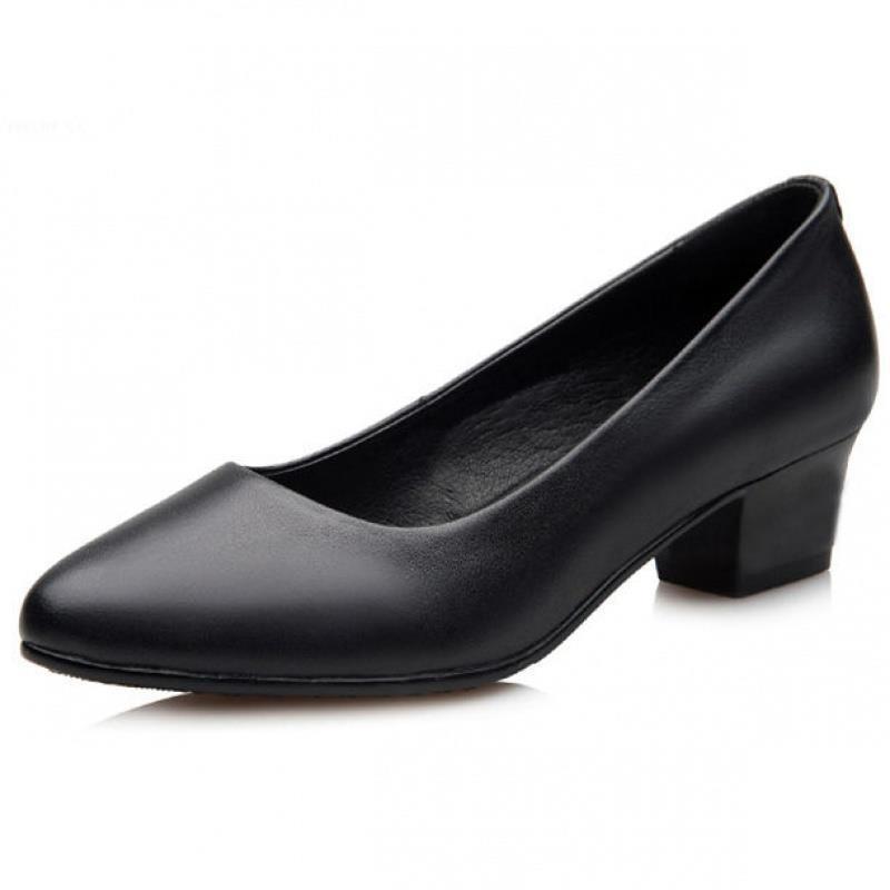 Womens Black Office Work Shoes Low Heel Professional Dress Pumps