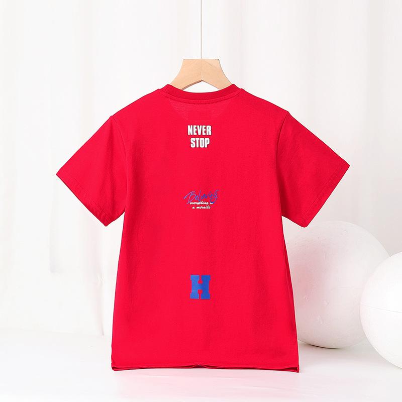 Summer Clothing Korean Version of the New Boy Sports Short Sleeve Big Child Fashion Print Top Children Short Sleeve T-shirt