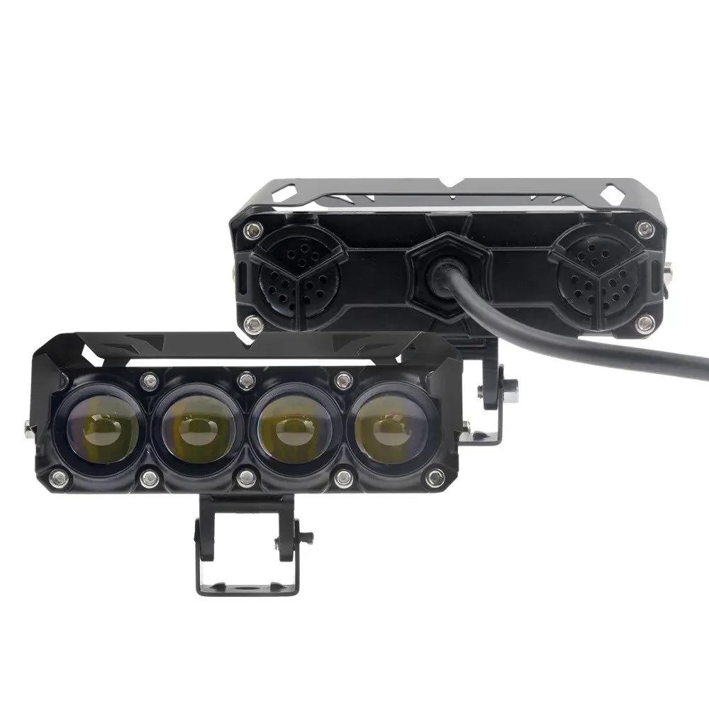 Motorcycle LED Spotlights Super Bright Headlights Three-eye Lens Fisheye Two-color Lights Retrofit Waterproof Shock-proof