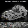 2024 WW2 Germany Military Tank Building Block Set Panzer VIII Maus Super Heavy Tank Scale Model Elephant Tank Destroyer Block Bricks Toy Gift Presents