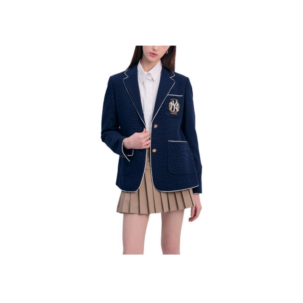 MLB SS24 New York Yankees Logo Tasche Einreiher Langarm Blazer Damen blazer Marineblau 3FJKV0141-50NYD