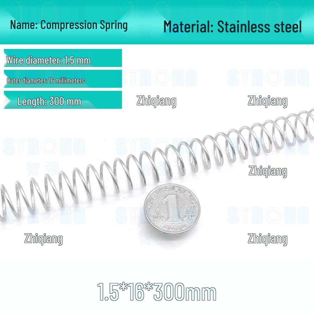 304 Stainless Steel Compression Spring – 300mm Long, High Elasticity, Shock Absorption, Customizable