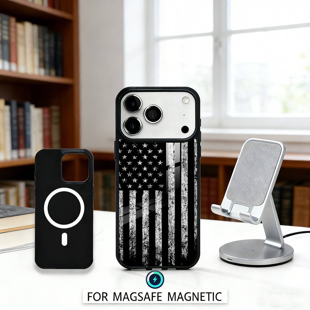 A-America USA Flag Phone Case Magnetic For iPhone17 16 15 14 13 12 Pro Max For Magsafe Wireless Charging Cover