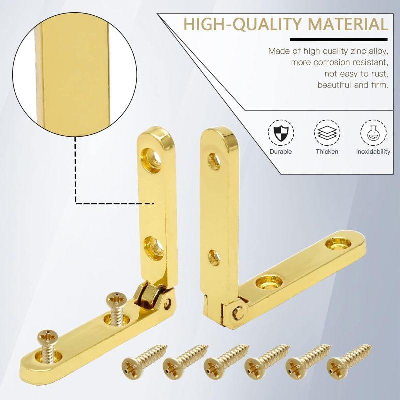 2Pcs 90 Degree Hinges 3cm, Mini Zinc Alloy Cabinet Hardware for Jewelry Box, Wooden Gift Box, DIY Crafts
