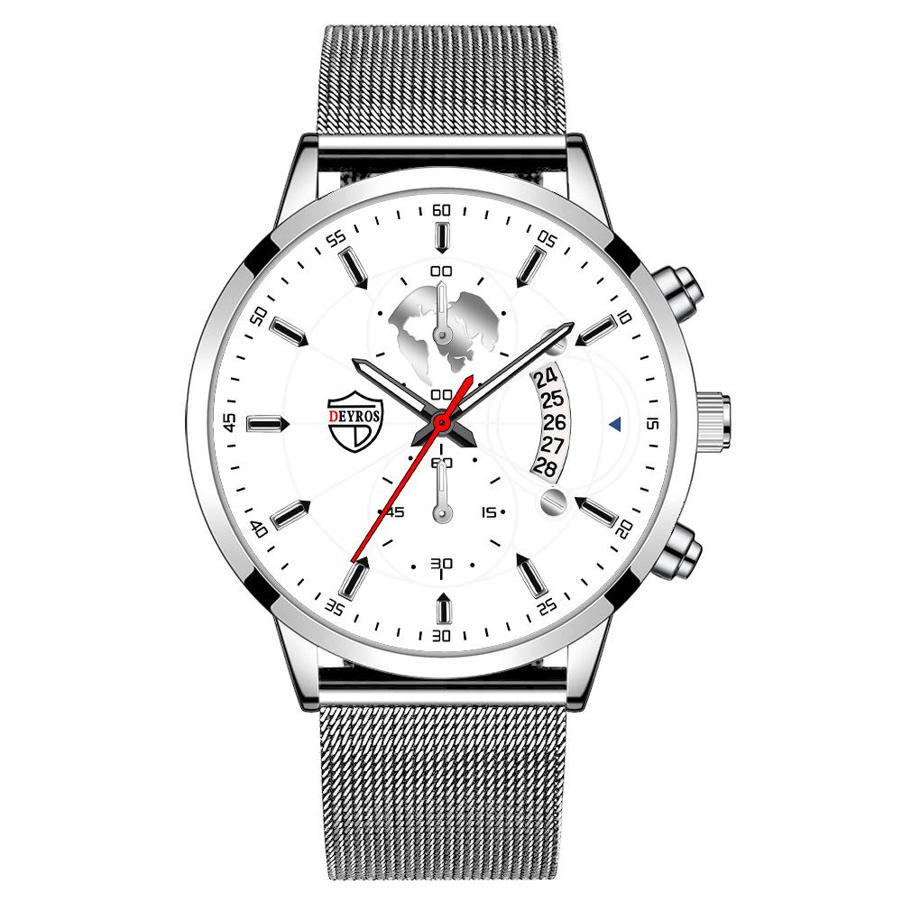 

Stainless Steel Mesh Belt Men S Watch Automatic Calendar Luminous Quartz Watch