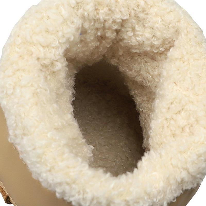 Suede short boots, women's pleated pile boots, round toe winter western denim fashionable women's boots