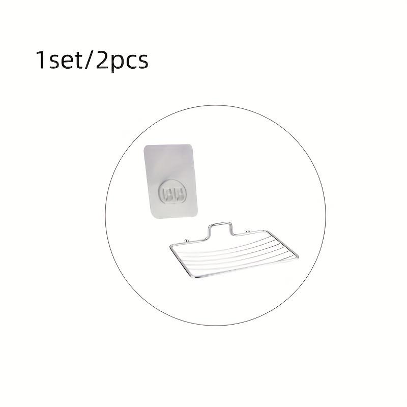 [2Pcs Soap Dish] 1Set/2Pcs Stainless Steel Wall-Mounted Soap Dish - Space-Saving Bathroom & Kitchen Organizer with Drainage, Modern Minimalist Design