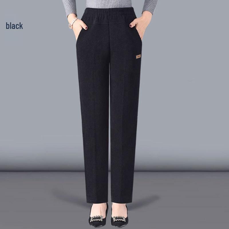 

Mom s Stylish Plus-Size Corduroy Pants: Fleece-Lined, Warm, Loose Fit for Middle-Aged & Elderly Women XL (45-55 kg)