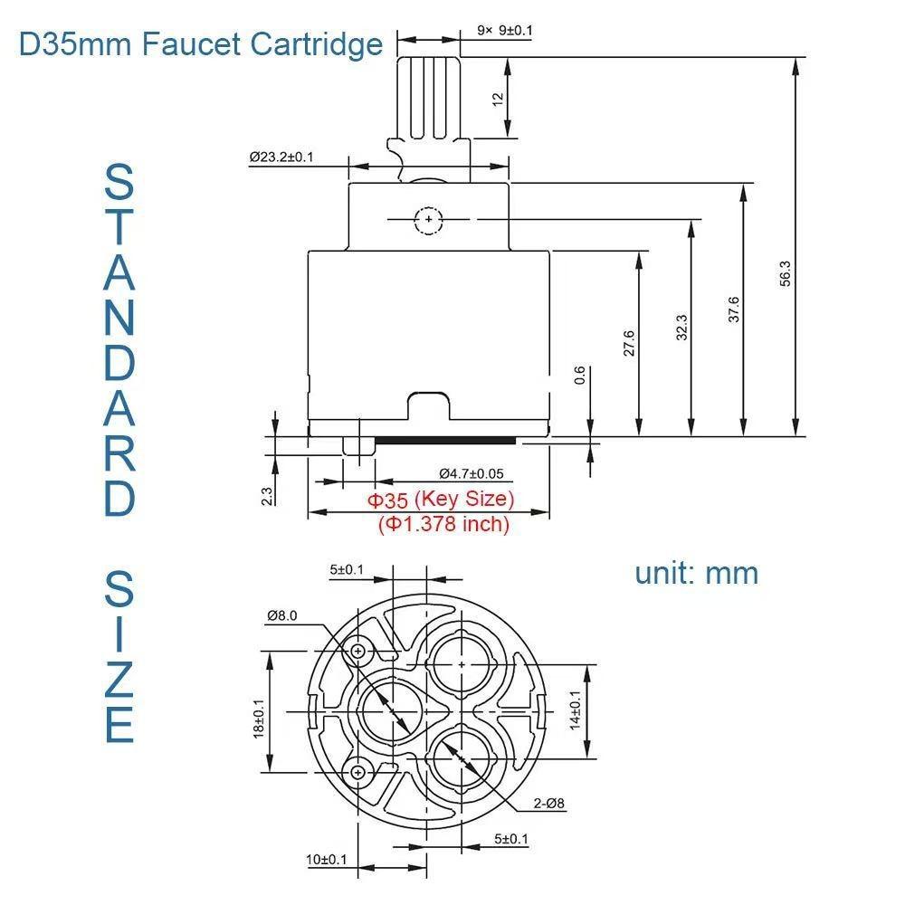 Ceramic Disc Cartridge Mixer Faucet Thermostatic Cartridge Faucet Disc Valve Pp Plastic for 35/40Mm