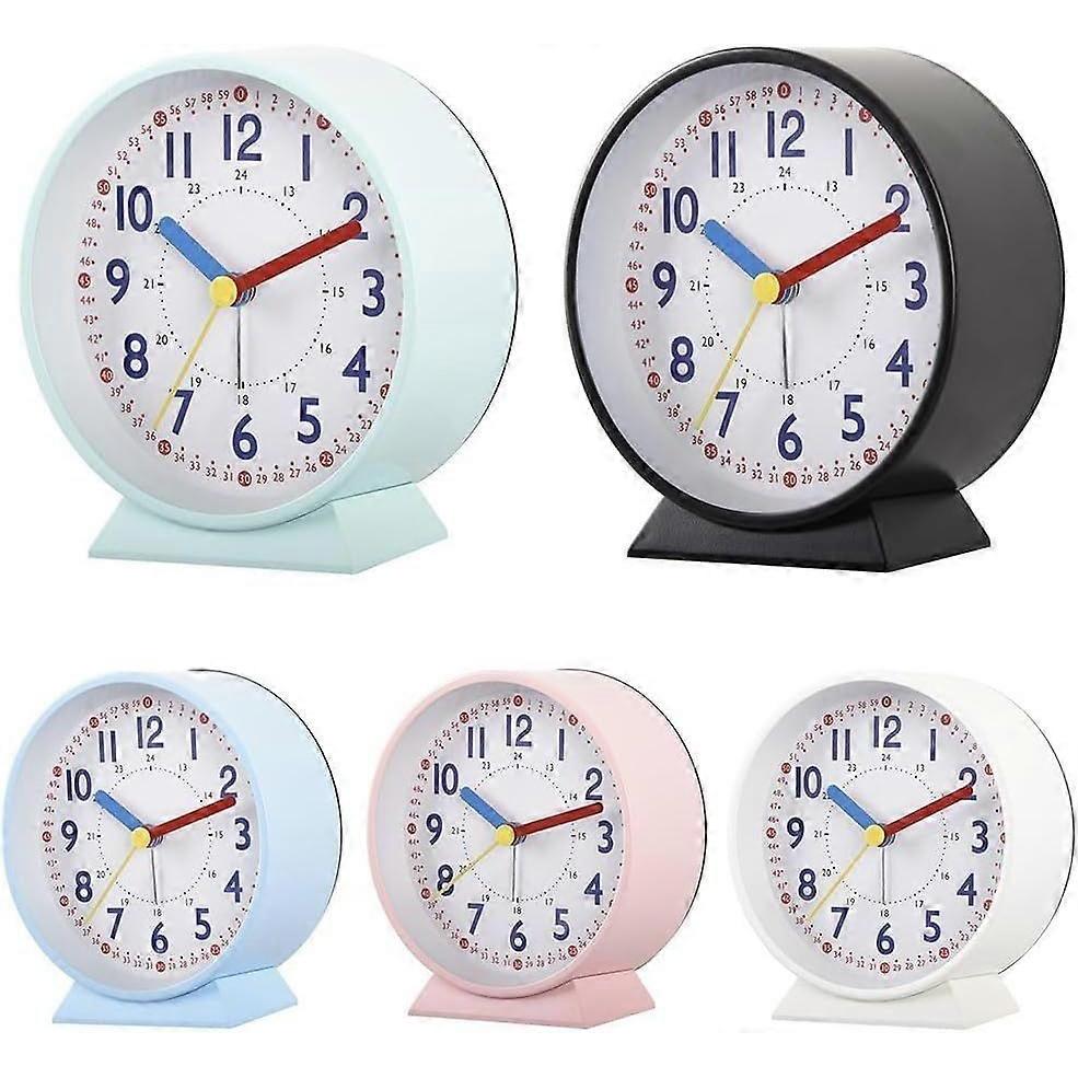Silent bedside alarm clock without ticking, silent and luminous clock, phosphorescent analog clock for desk (white)