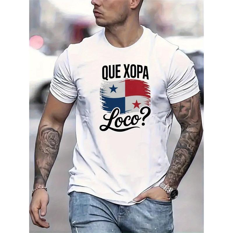 

European sizes Men S Panama Flag Graphic T-Shirt - Black Short Sleeve Crewneck, Lightweight & Breathable for Casual Attire, Breathable Clothing 4XL білий