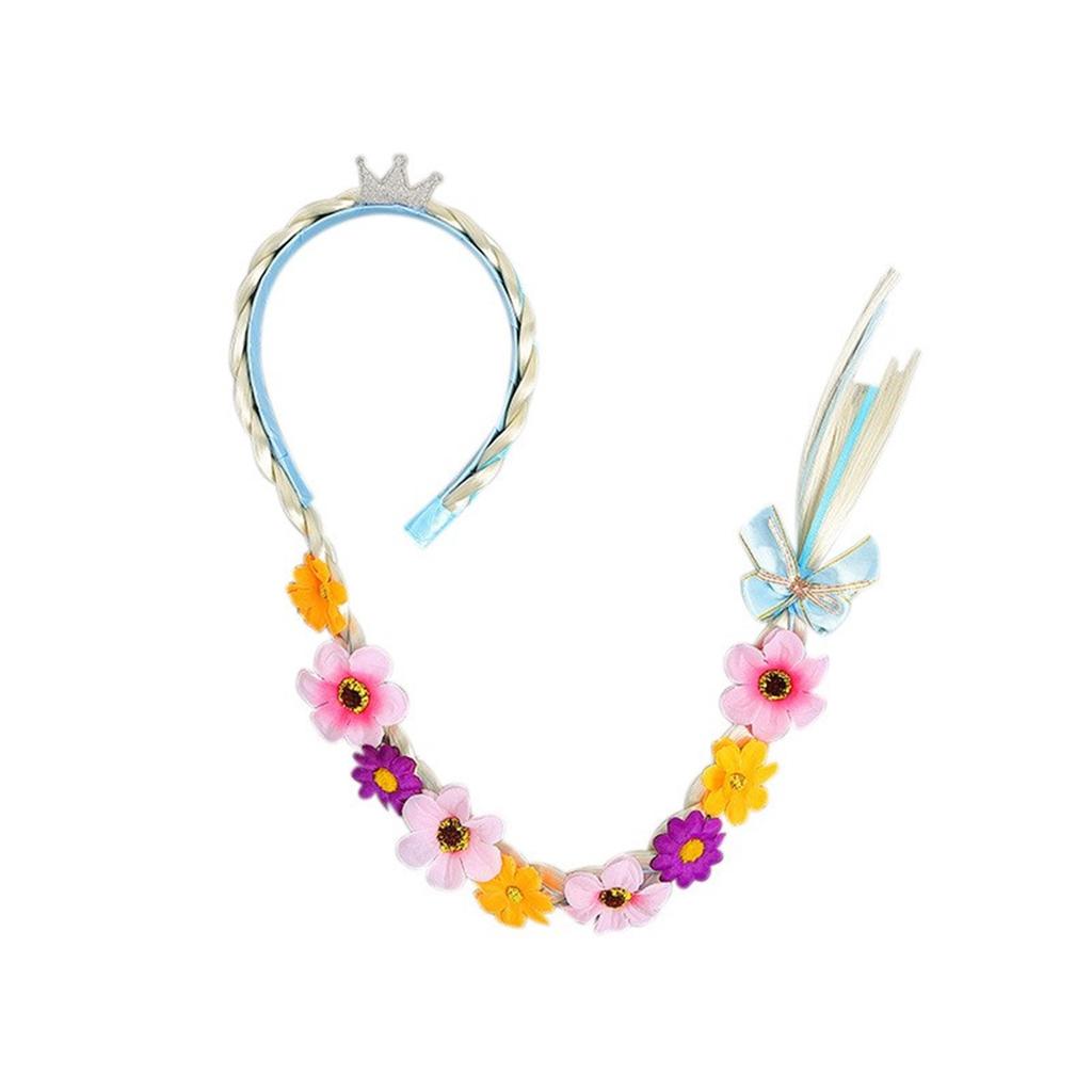 Long Braids Headband for Little Girl Crown Headhoop Queen Headpiece Kids Weaving Braids Hairhoop Party Accessories