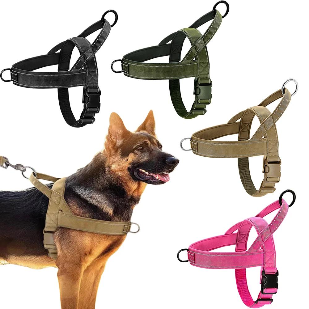 Pettorina Tattica Anti-Tiro per Cani - Regolabile in Nylon per Cani di Taglia Grande, Gilet da Allenamento da Esterno con Maniglia e Elementi Riflettenti per Animali Domestici