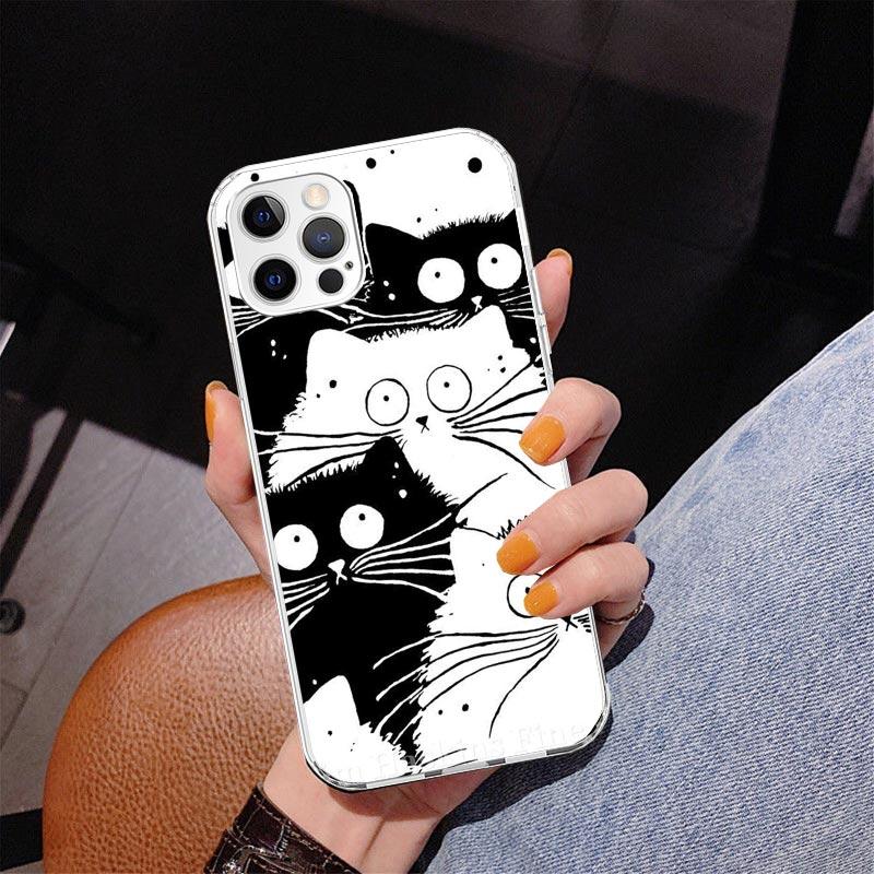 Cat Cute Kitten Cartoon Phone Case For iPhone 17 Air 16 Pro Max 16E 15 + 14 Plus 11 12 13 Mini 7 8 SE Gift Print Cover Fundas 17