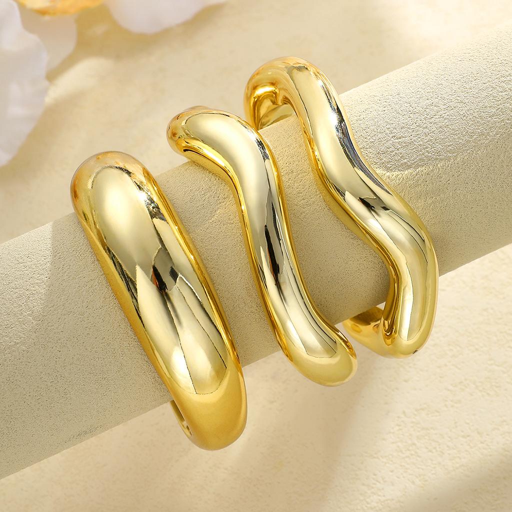 3pcs Vintage Exaggerated Luxury Gold Color Resin Open Bangle Sets for Women Daily Wear Party Wedding Jewelry Accessories Gifts
