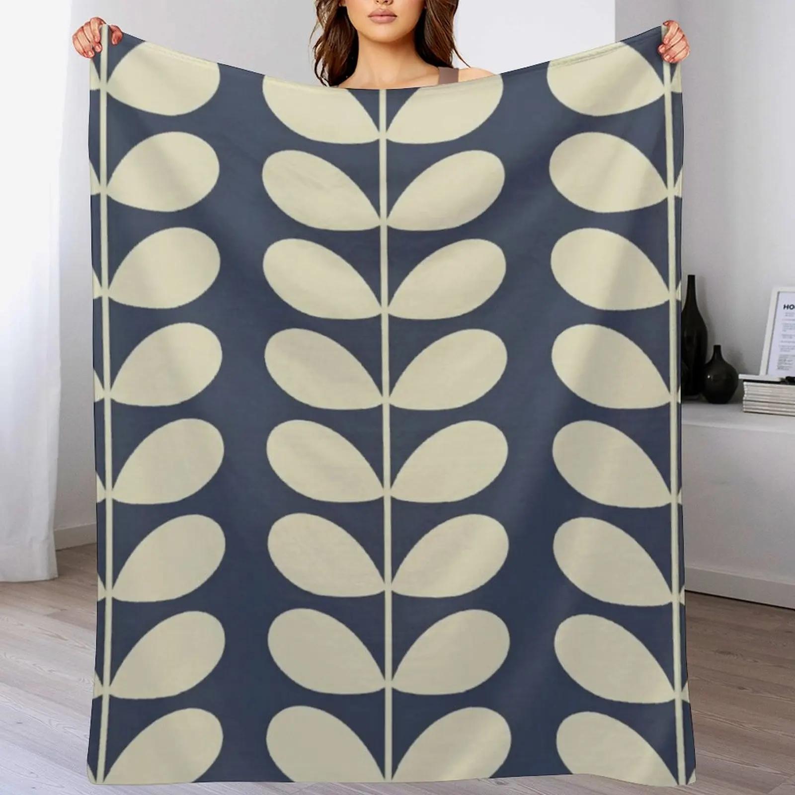 

orla kiely multi stemkiely pattern orla kiely designbluewhite Throw Blanket Soft Bedroom Blanket for Night Sleeping 102x76cm(40x30in)