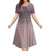 Elegant Women Short Sleeve Fashion 3d Print Midi Dress Plus Size Beach Clothing