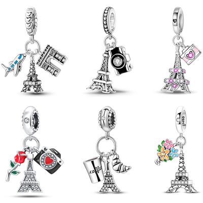 Breloques en Cuivre Originales Perles Mode Pendentif Charme Tour Eiffel Convient pour Bracelet Bijoux Fins à Faire Soi-même Cadeaux