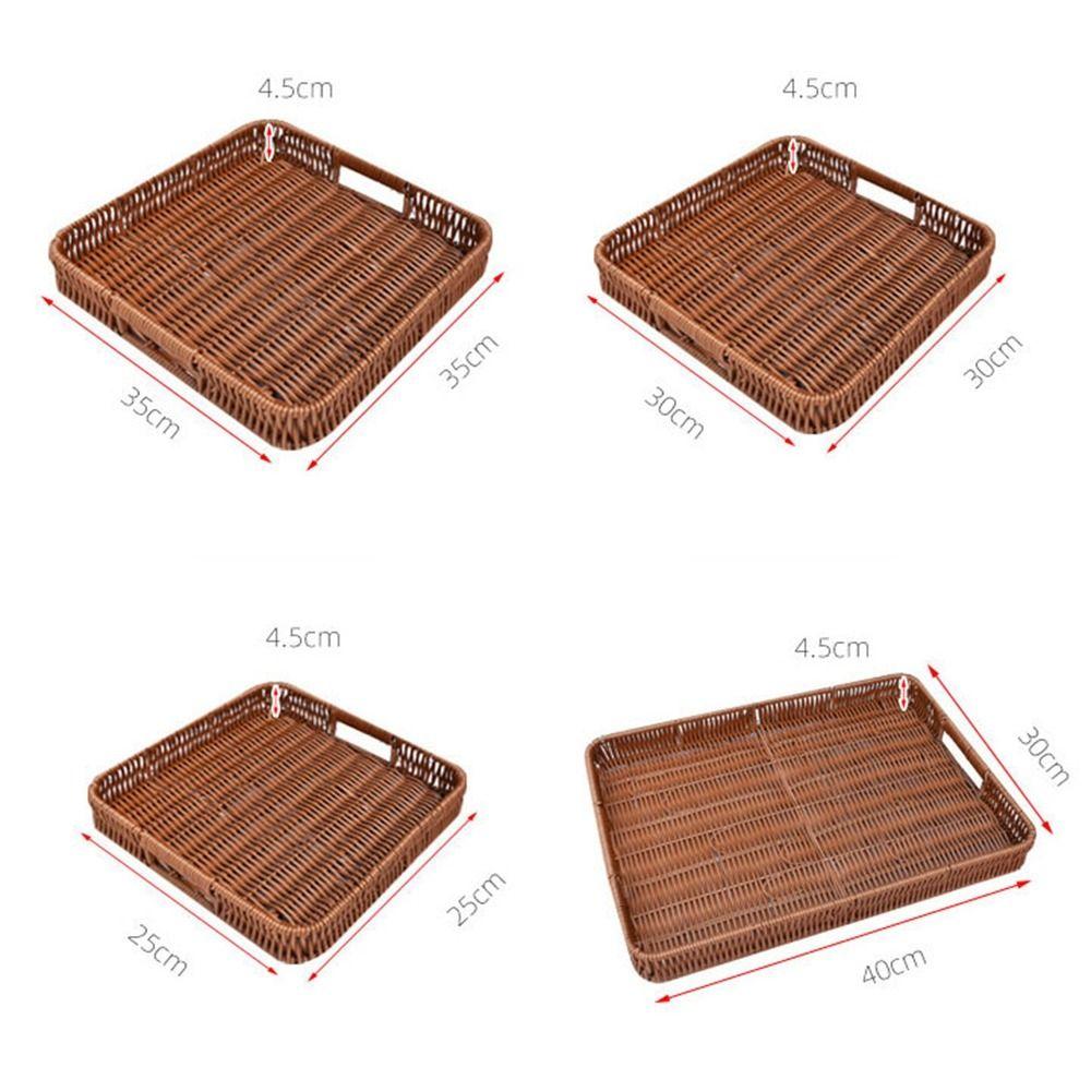 Multistyles Imitation Rattan Fruit Plate Retro Woven Multipurpose Storage Rattan Woven Tea Tray Picnic Snacks Sundry Baskets