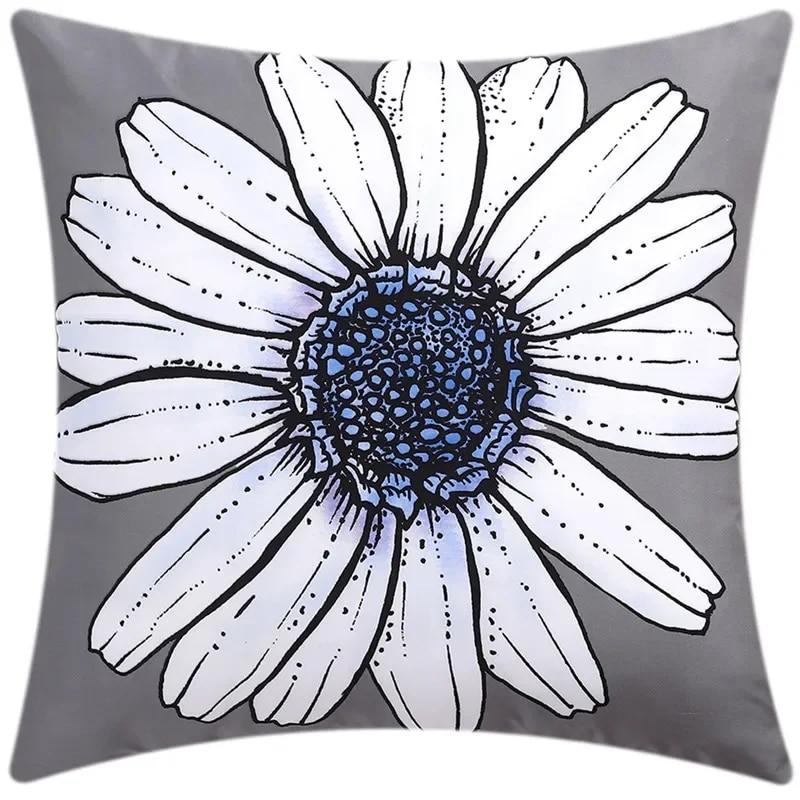 45x45cm Blue Floral Print Cushion Cover Geometric Stripe Throw Pillow  Sofa Office Seat Car   Home Decor