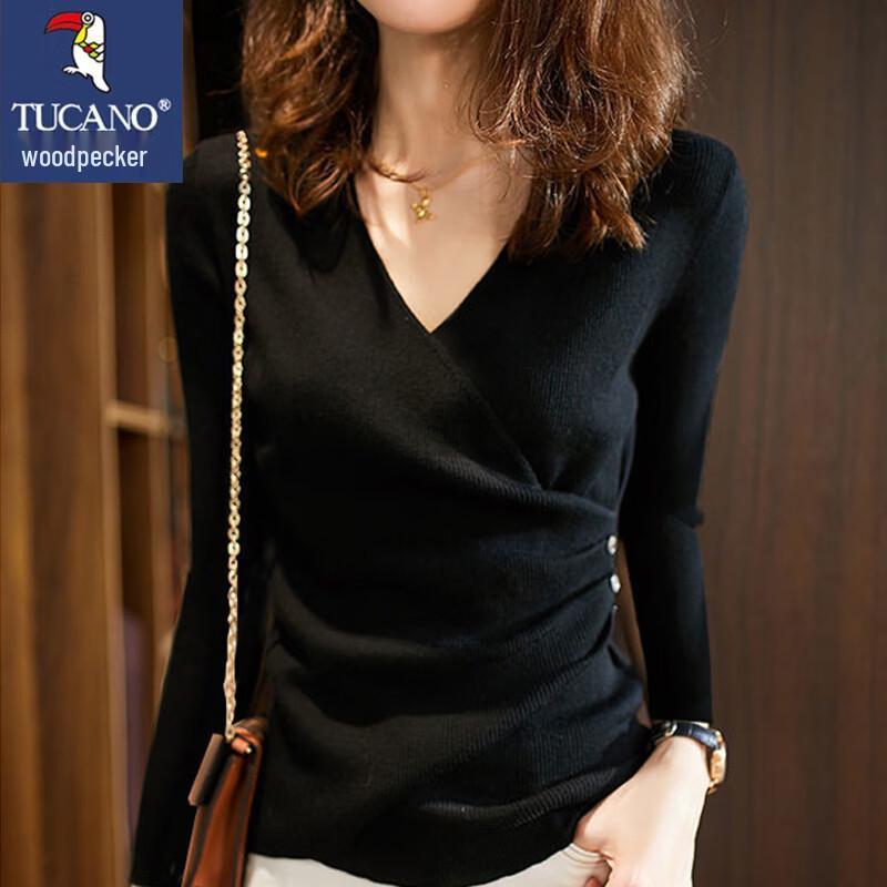 TUCANO Women's V-Neck Asymmetrical Wrap Knit Sweater