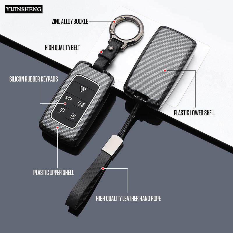 5 Buttons Carbon Style ABS Car Key Case Cover Fob for Land Rover Range Rover Evoque Discovery Sport Velar Jaguar XE E-PACE XF