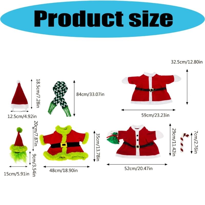 Christmas Porch Geese Clothes for 23 Inch Display, Polyester Outfit Set for Porch Accent, Entryway Display, and Indoors