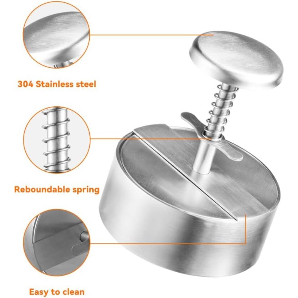Stainless Steel Burger Press Non Stick Hamburger Patty Maker for Beef BBQ Vegetables Dishwasher Safe Kitchen Cooking Tools