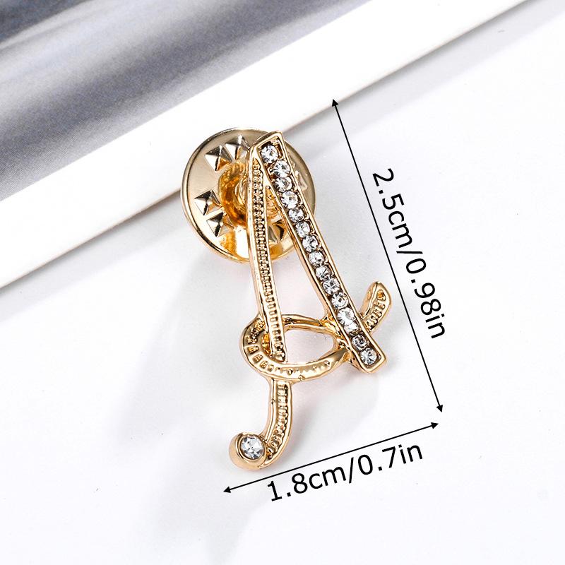 1PC Rhinestones Clothing Accessories Shirts Badge Gifts Lapel Pin Party Women's Brooches Dinner Letter Brooch Dress European A-Z