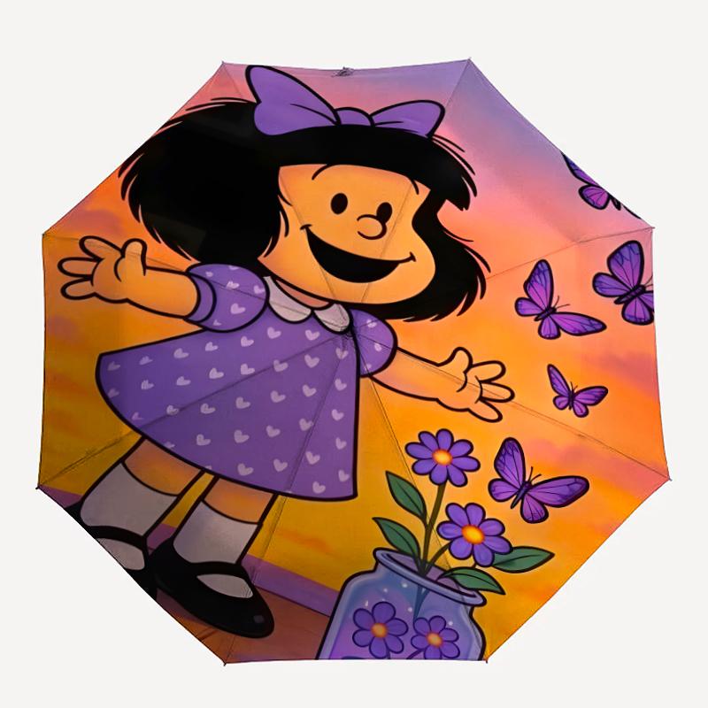 1pc Mafalda2 Umbrella, Sun Protection, And UV Shielding. It Has Eight Sturdy Ribs for Outdoor Use And Perfect Gift