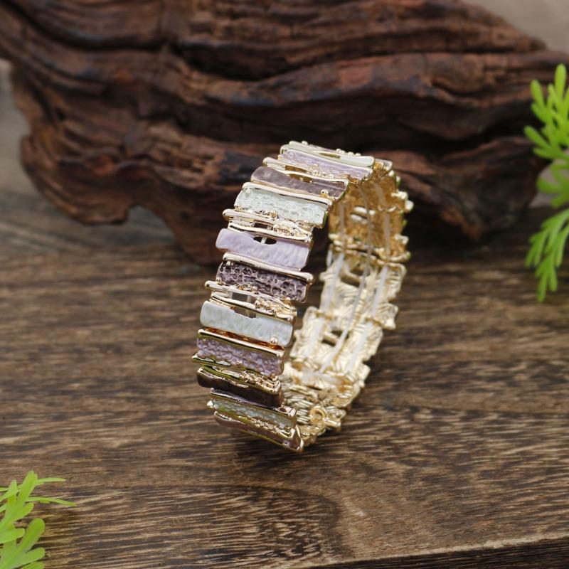 New enamel color hollow geometric elastic bracelet women's fashion high sense irregular line bracelet