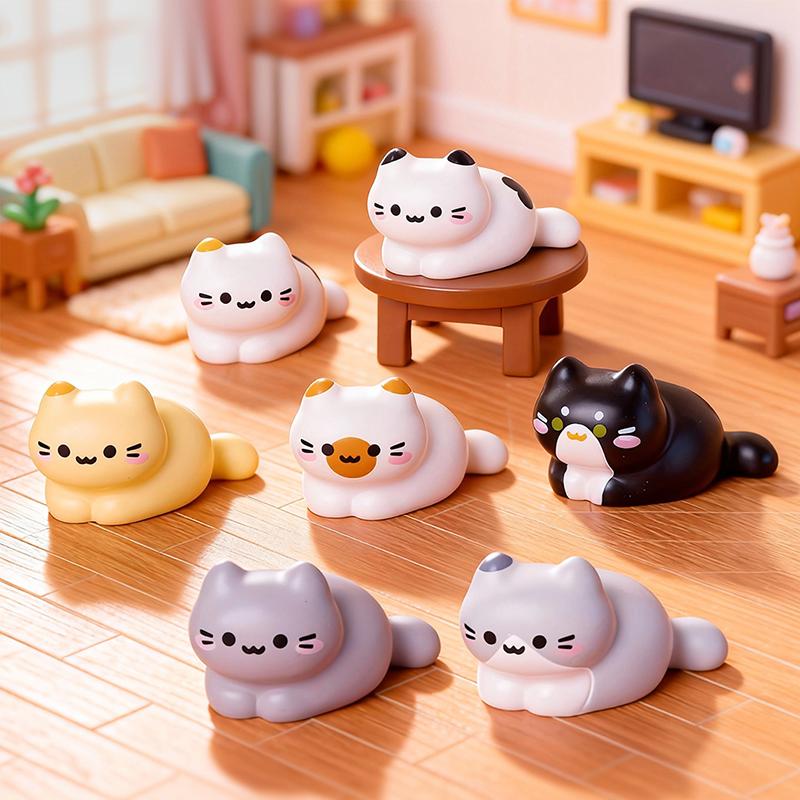 8Pc Cute Cat Animal Decoration Resin Craft Miniature Figure Tiny For Bonsai Fairy Garden Home Decor A