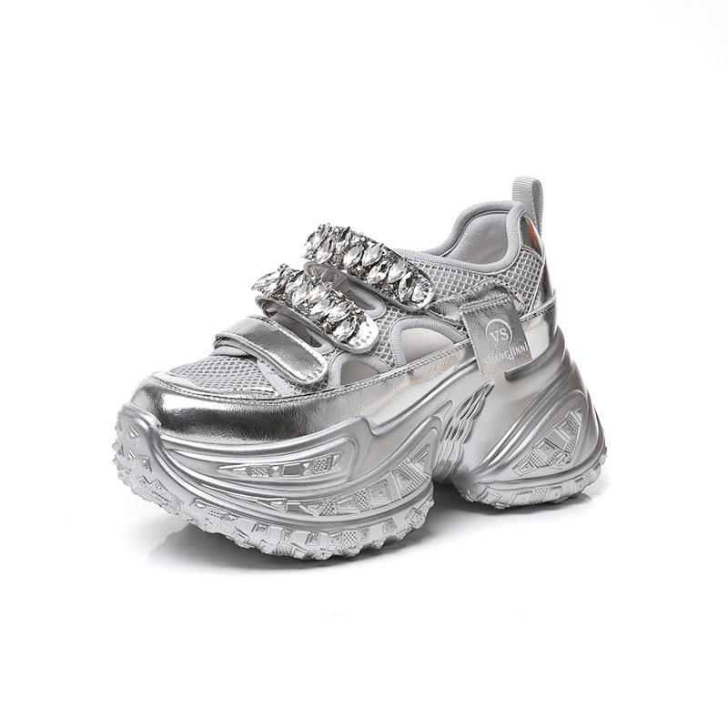 Dad shoes women's summer new tires durian bottom rhinestone word Mary Jane platform heightening sneakers